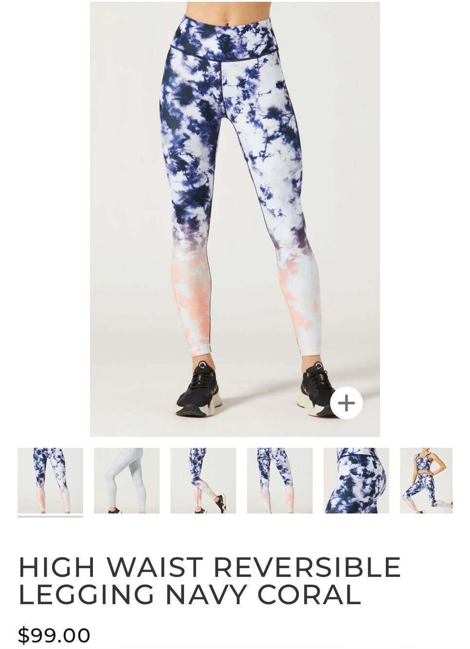 Wear it to heart: HIGH WAIST REVERSIBLE LEGGING NAVY/CORAL/GRAY, Sz L